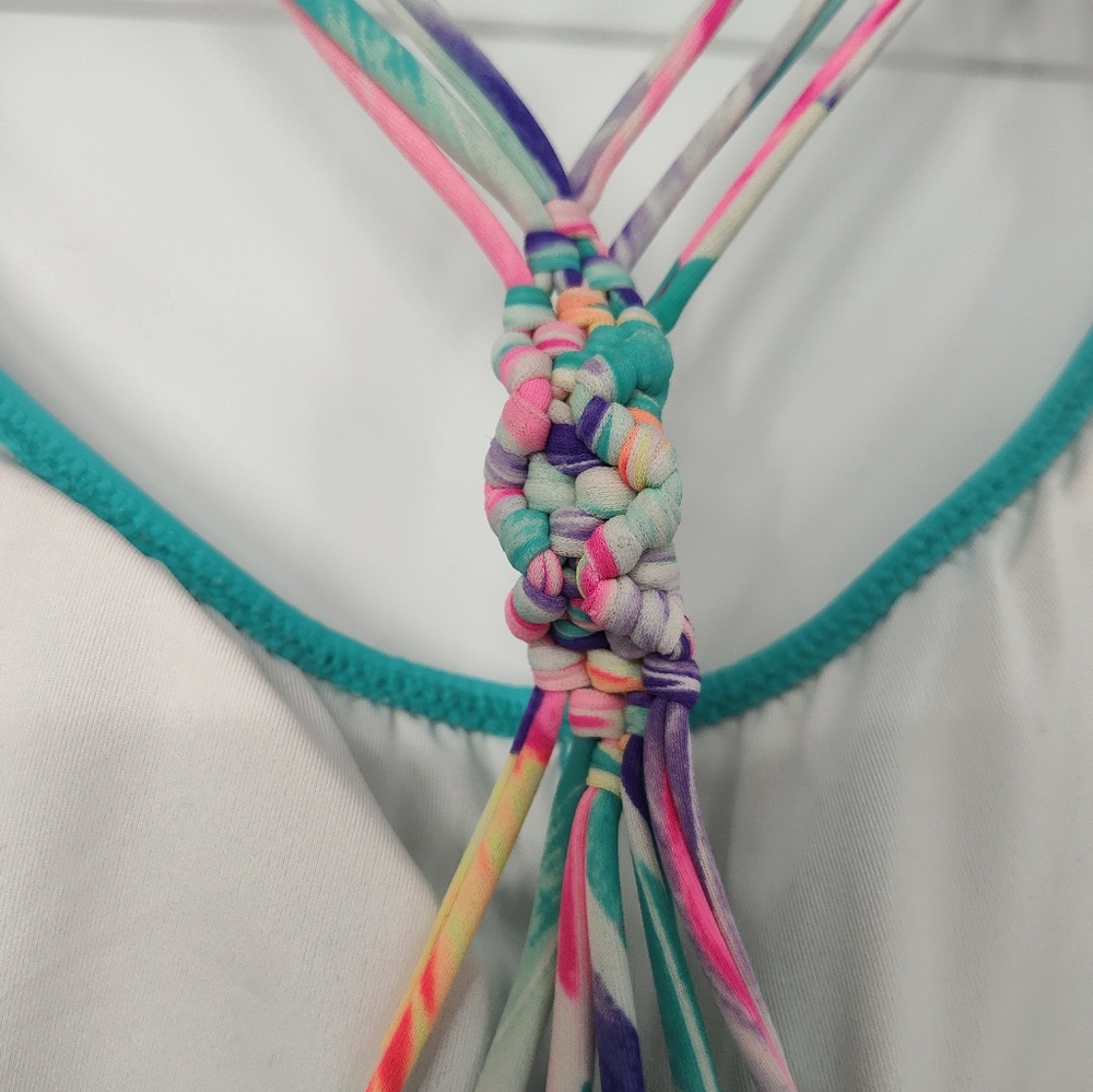 PINK Victoria's Secret Teal Ruffled Bikini Top Women's Size Medium - Picture 6 of 9